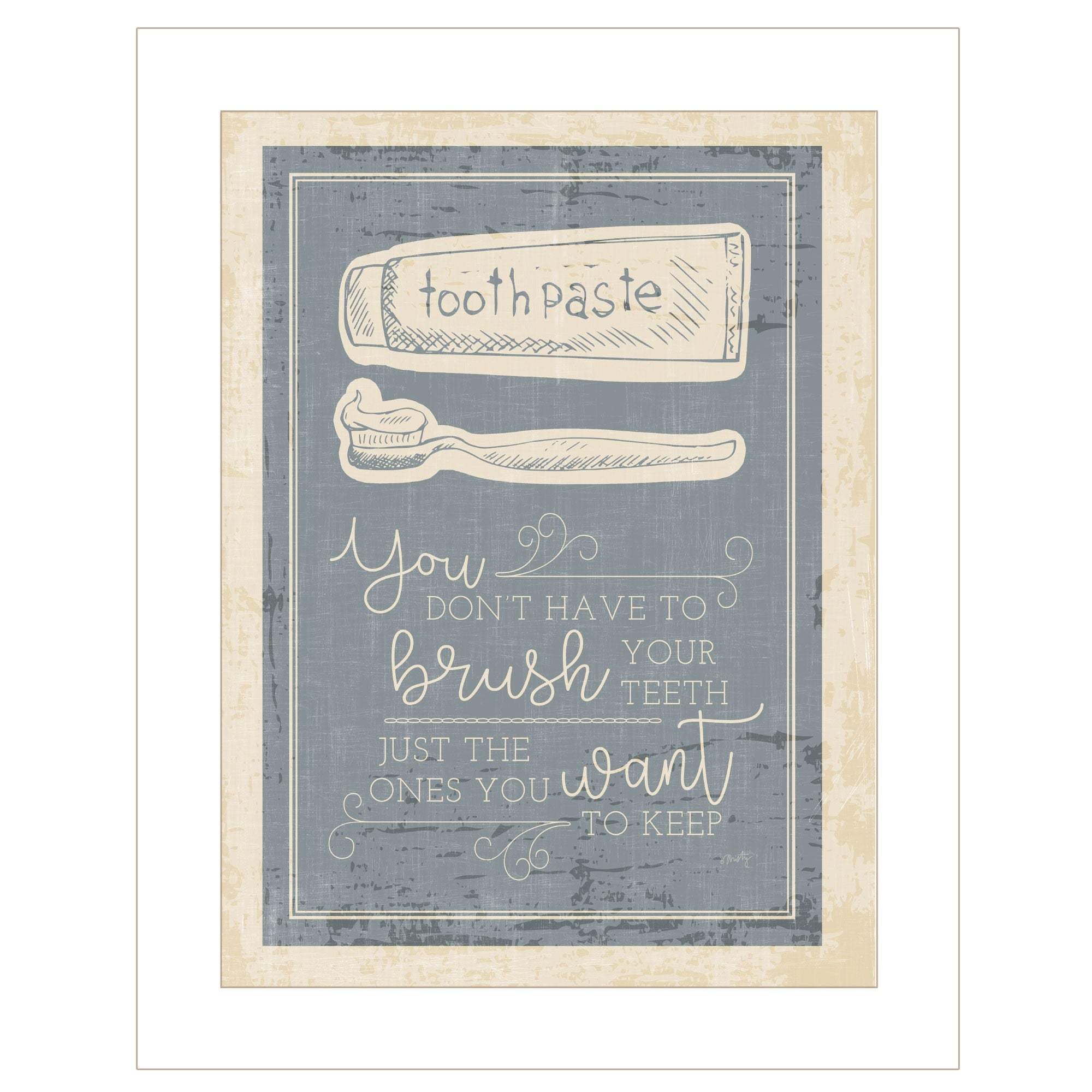 Brush Teeth 1 White Framed Print Wall Art - Homeroots - Flyclothing LLC