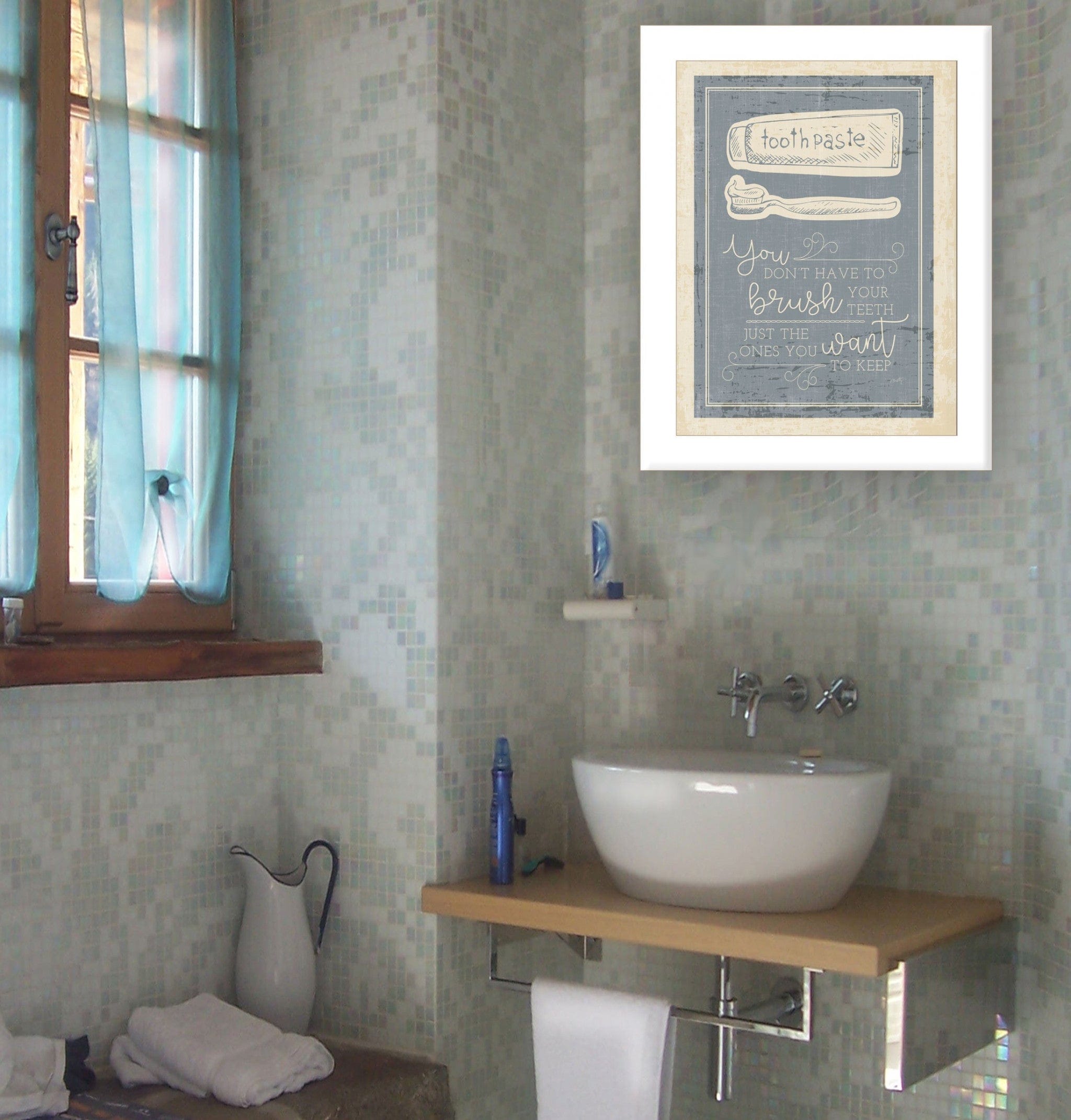 Brush Teeth 1 White Framed Print Wall Art - Homeroots