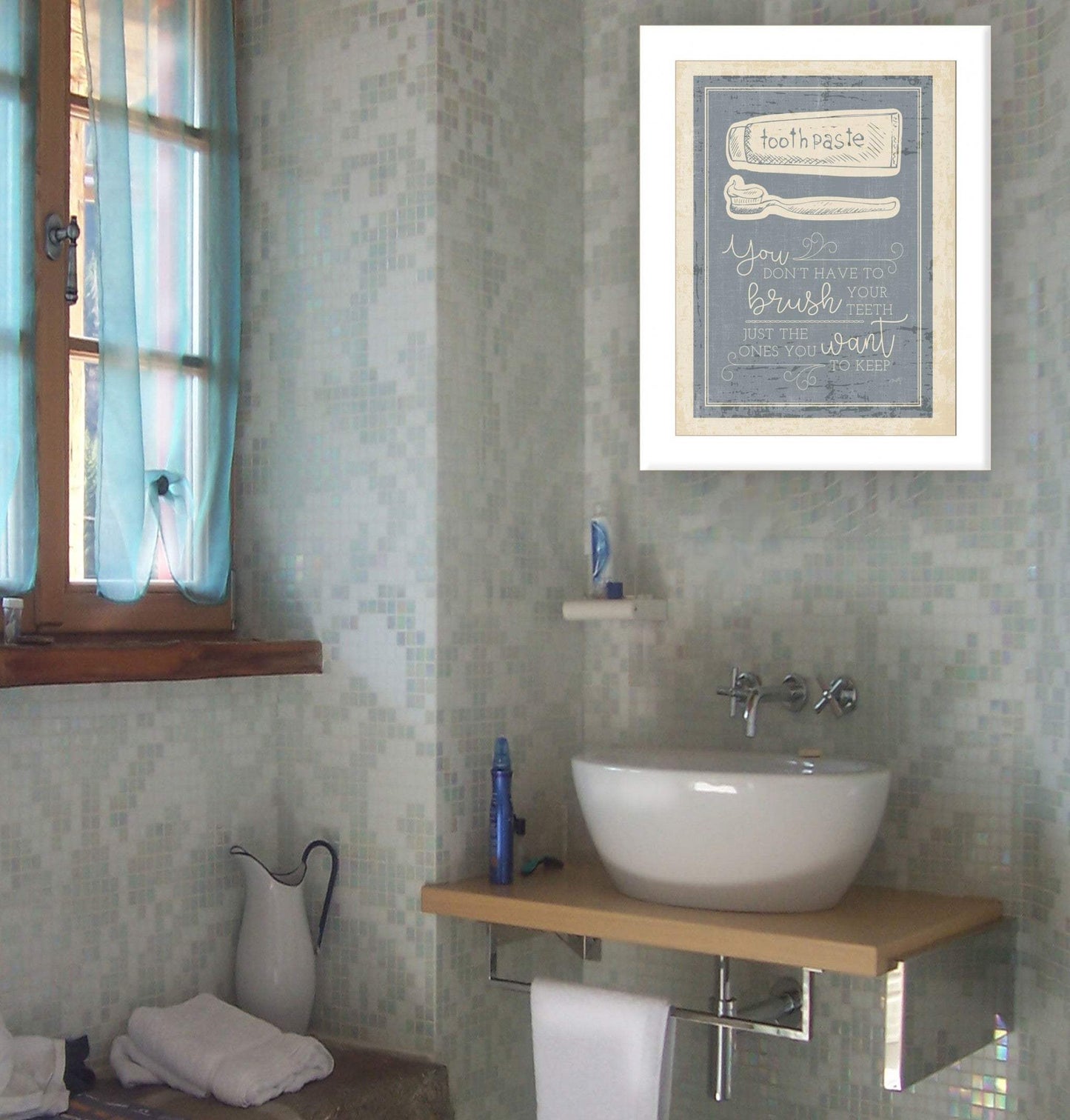 Brush Teeth 1 White Framed Print Wall Art - Homeroots - Flyclothing LLC
