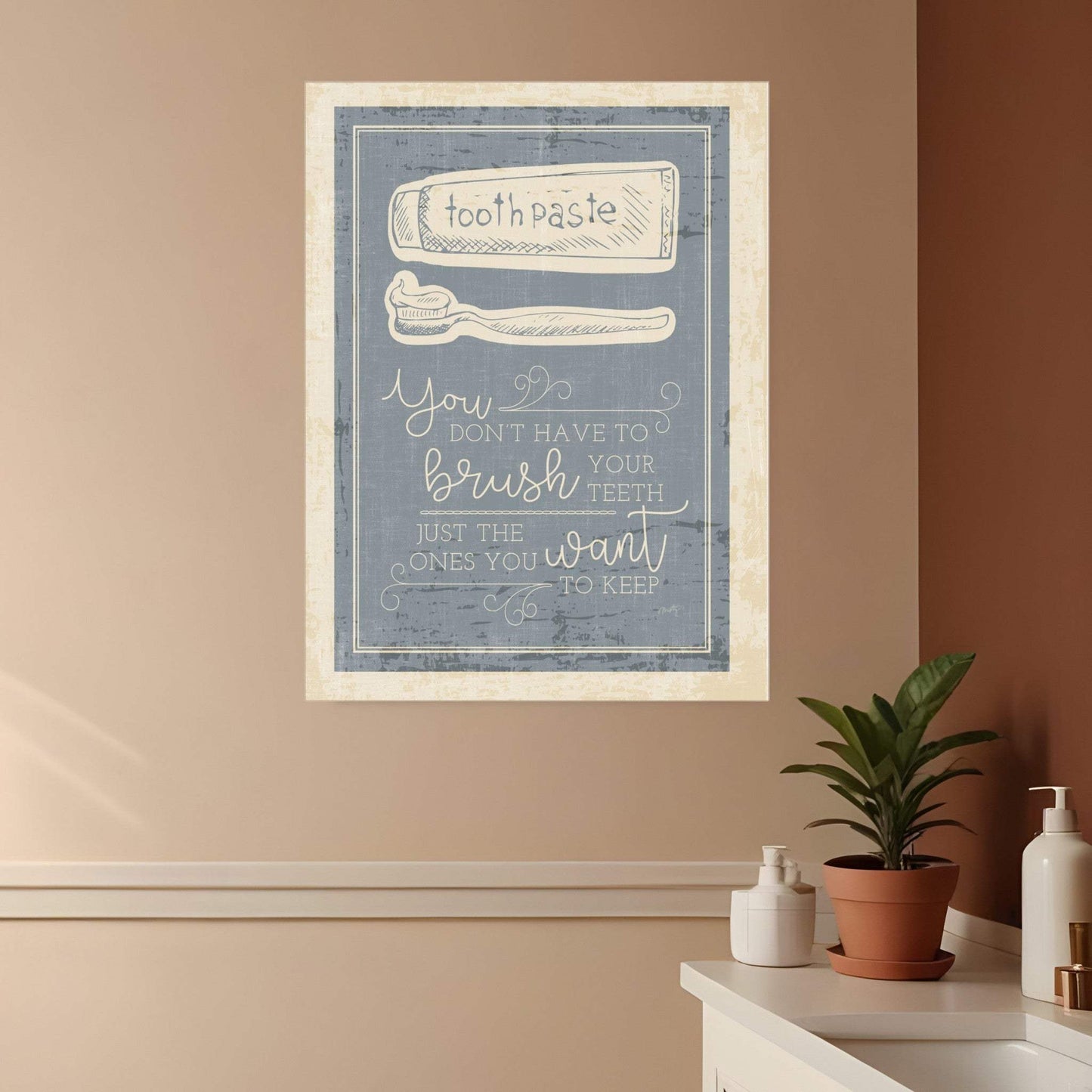 Brush Teeth 1 White Framed Print Wall Art - Homeroots - Flyclothing LLC