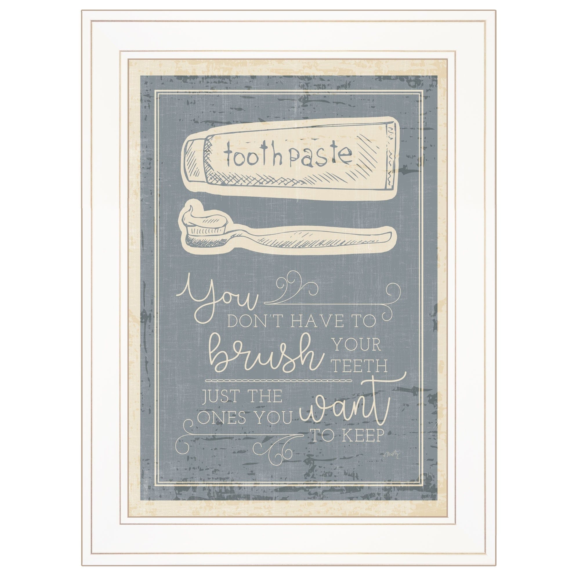 Brush Teeth 2 White Framed Print Wall Art - Homeroots