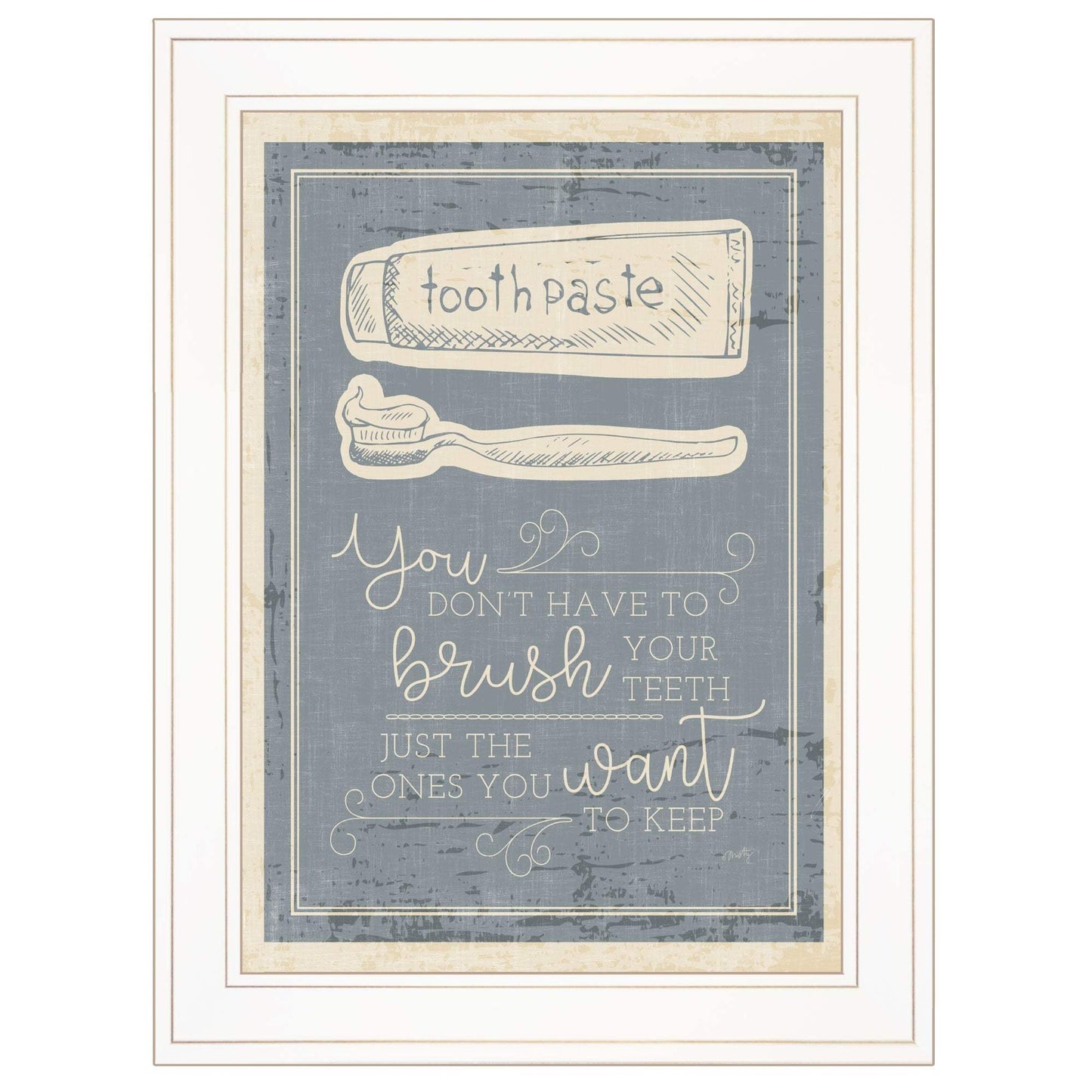 Brush Teeth 2 White Framed Print Wall Art - Homeroots - Flyclothing LLC
