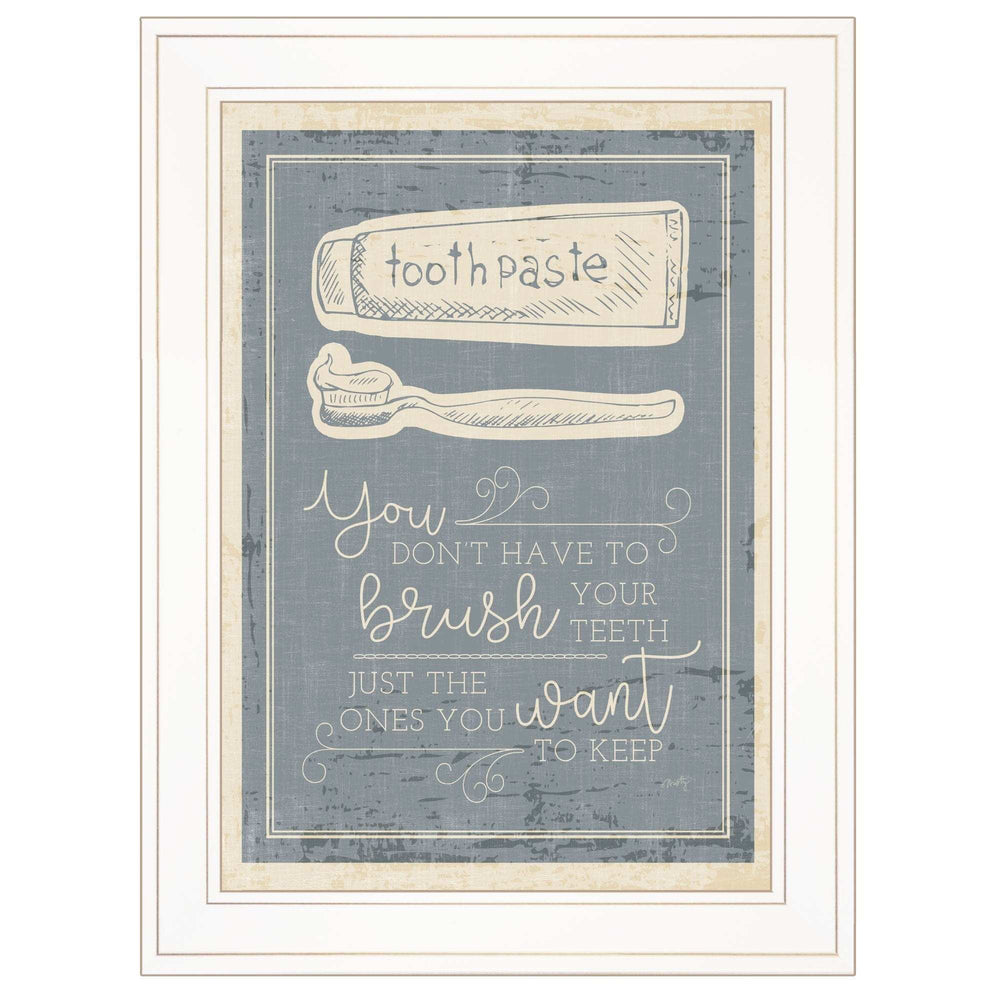 Brush Teeth 2 White Framed Print Wall Art - Homeroots - Flyclothing LLC