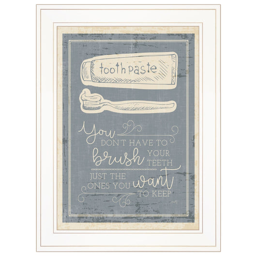 Brush Teeth 2 White Framed Print Wall Art - Homeroots