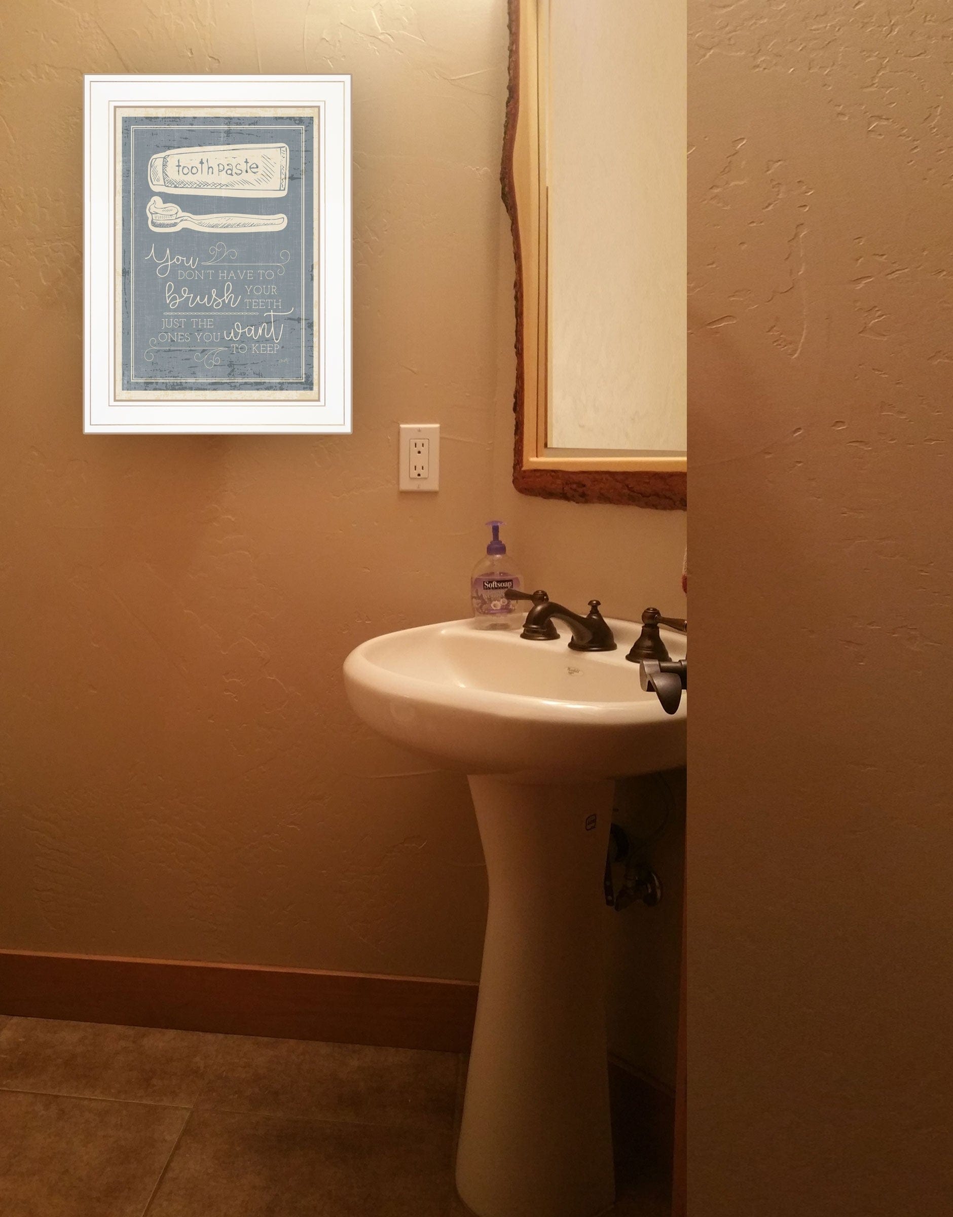 Brush Teeth 2 White Framed Print Wall Art - Homeroots