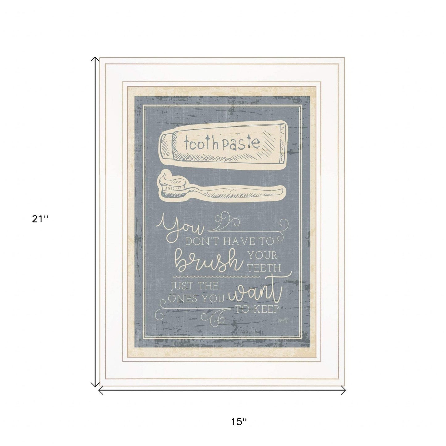 Brush Teeth 2 White Framed Print Wall Art - Homeroots - Flyclothing LLC