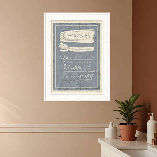 Brush Teeth 2 White Framed Print Wall Art - Homeroots