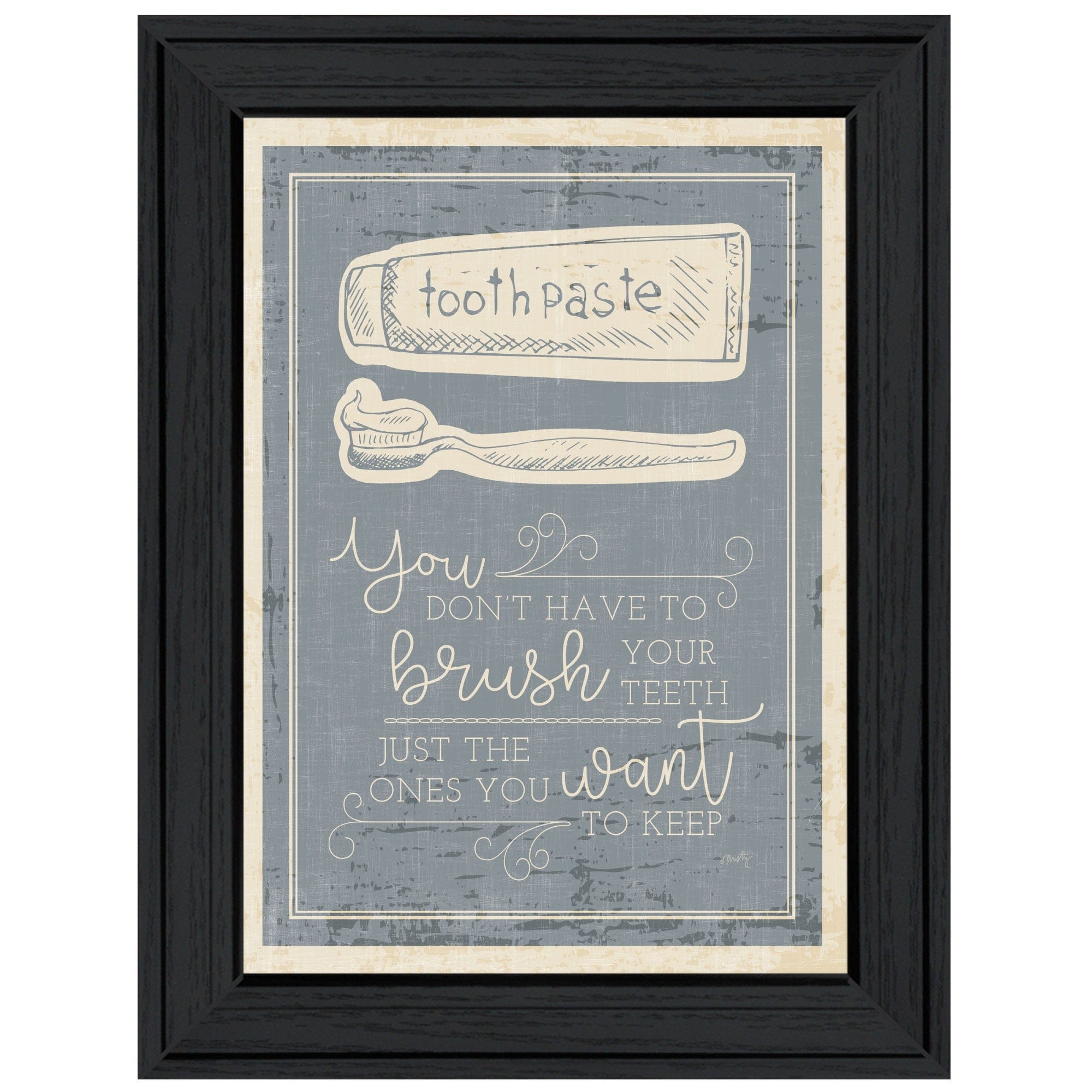 Brush Teeth 3 Black Framed Print Wall Art - Homeroots