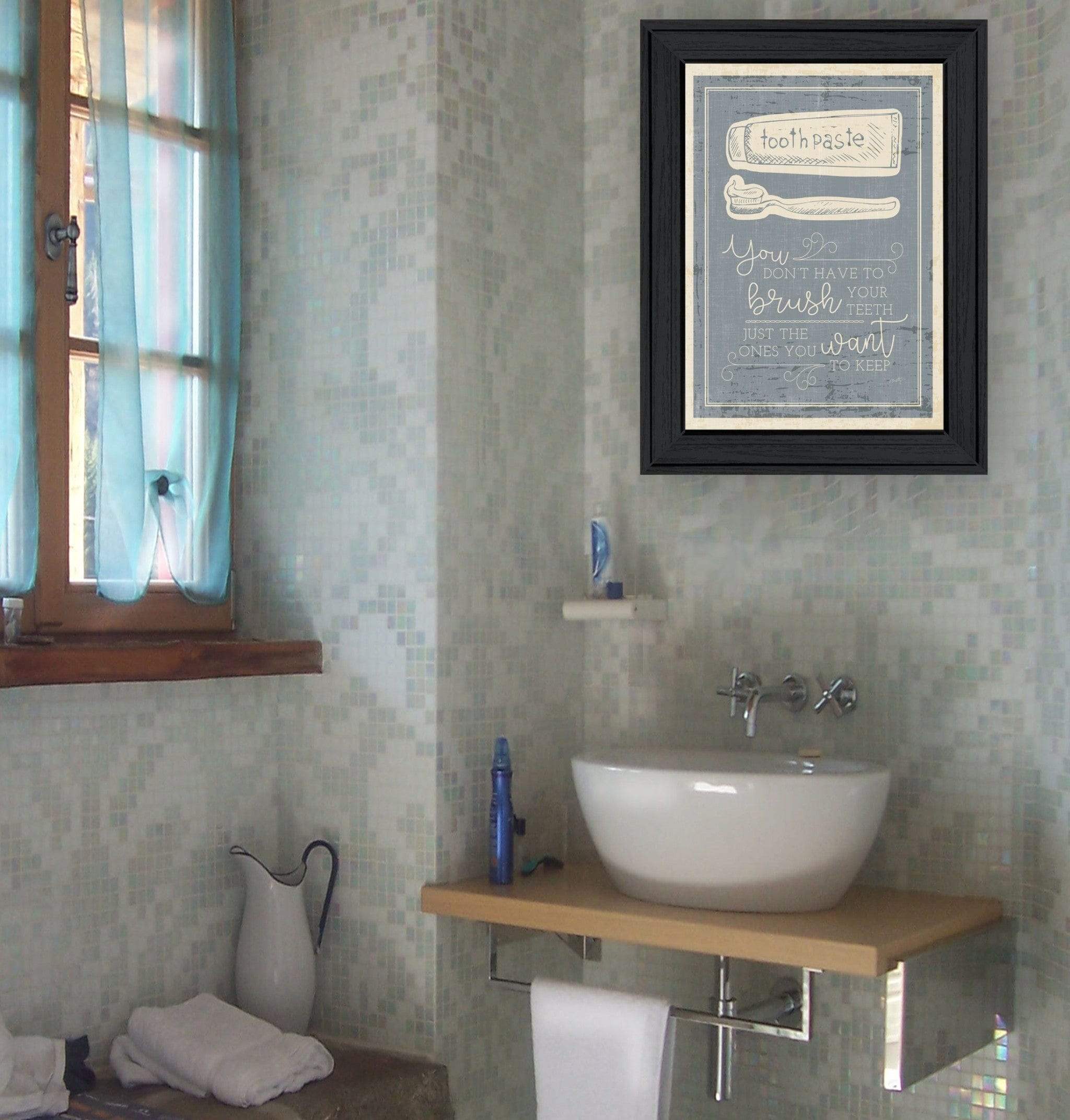 Brush Teeth 3 Black Framed Print Wall Art - Homeroots - Flyclothing LLC
