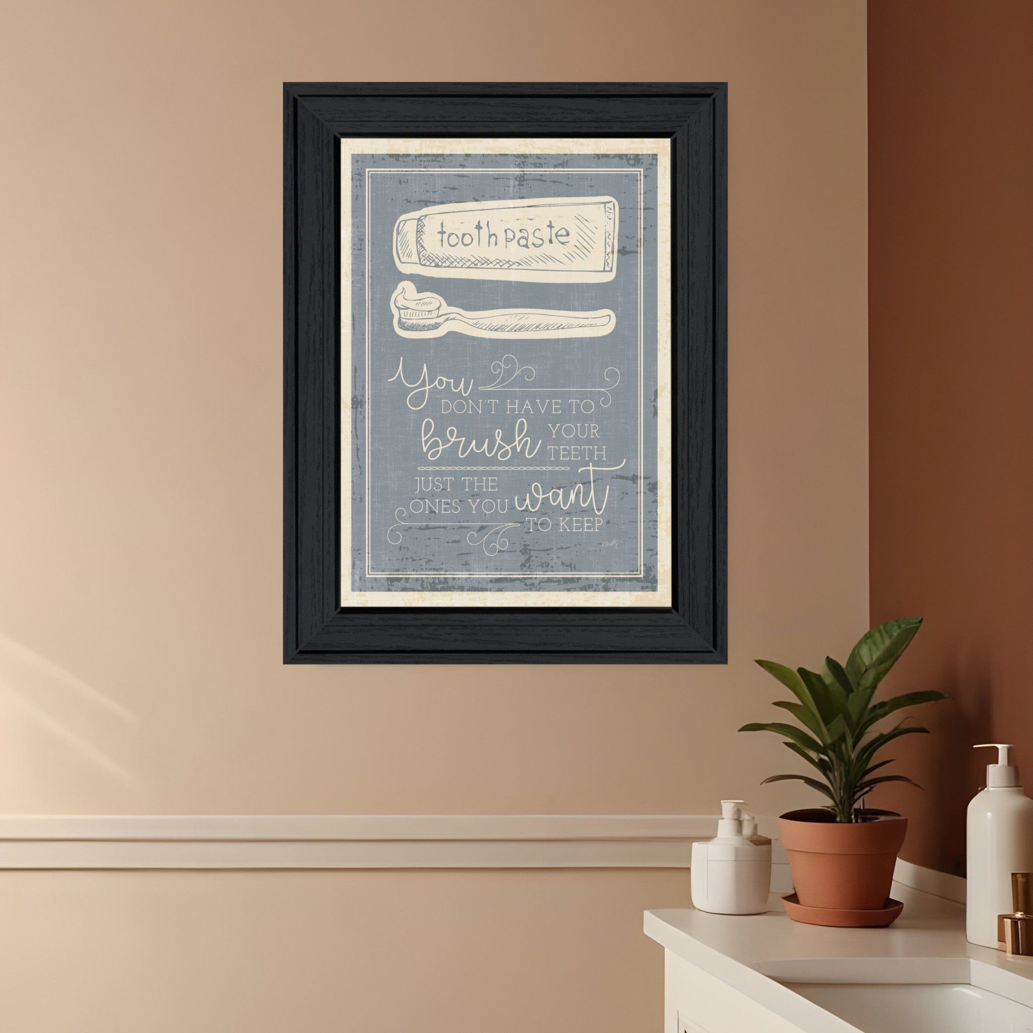 Brush Teeth 3 Black Framed Print Wall Art - Homeroots