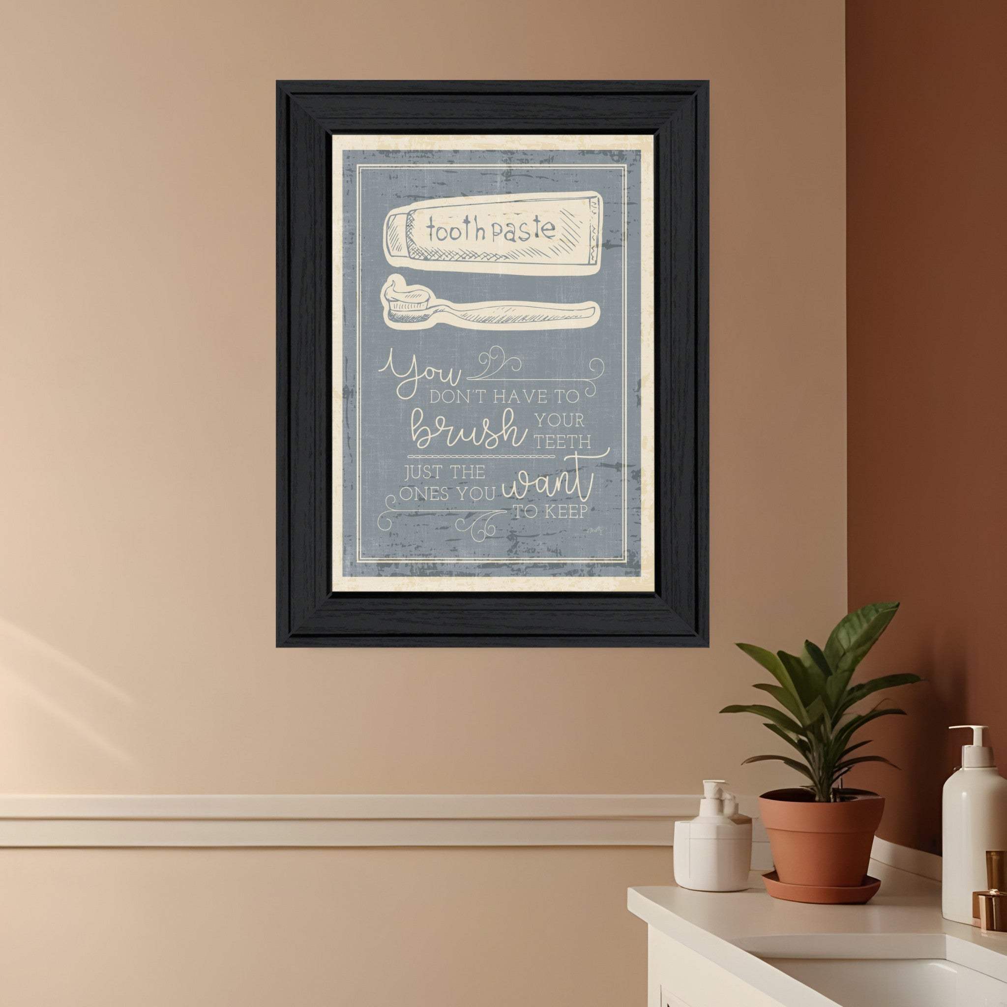 Brush Teeth 3 Black Framed Print Wall Art - Homeroots - Flyclothing LLC