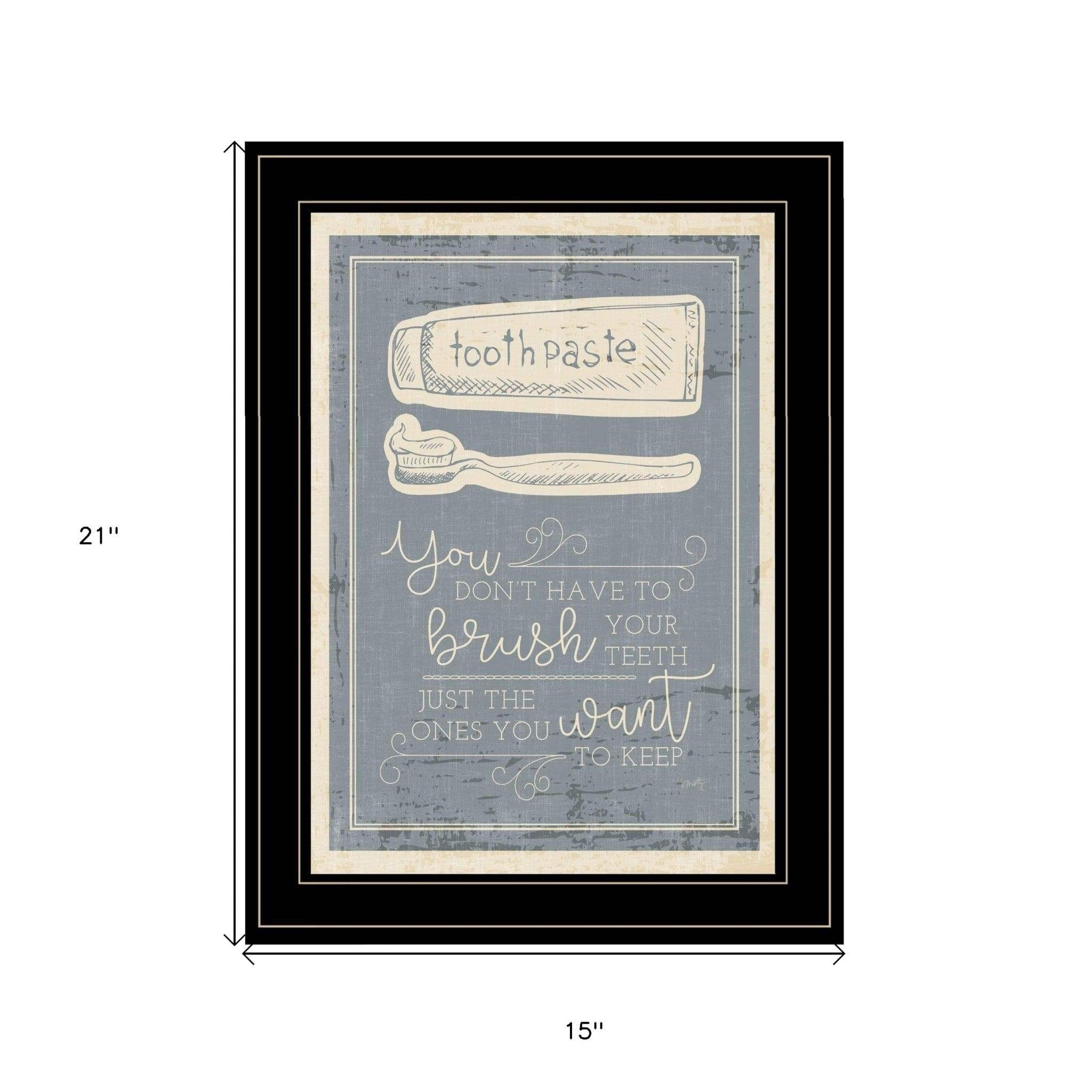 Brush Teeth 4 Black Framed Print Wall Art - Homeroots - Flyclothing LLC