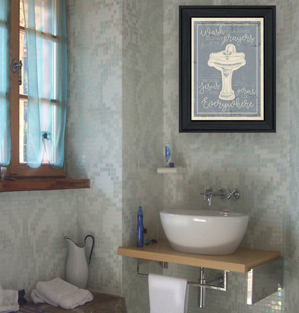Wash Your Hands 7 Black Framed Print Bathroom Wall Art - Homeroots - Flyclothing LLC
