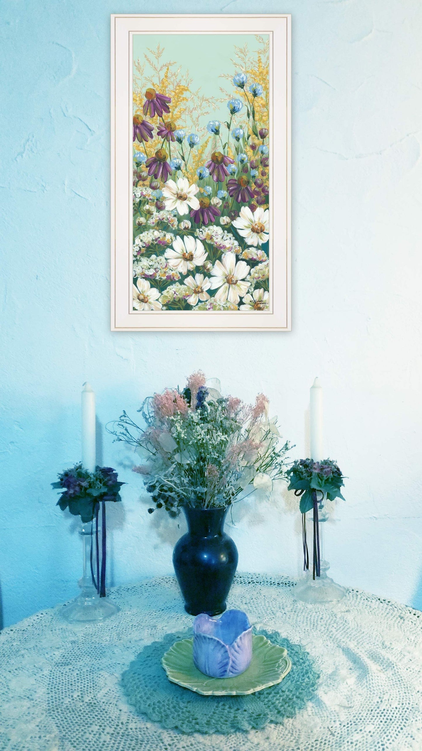 Floral Field Day White Framed Print Wall Art - Homeroots - Flyclothing LLC