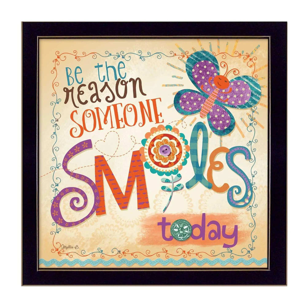 Be the Reason Someone Smiles Black Framed Print Wall Art - Homeroots - Flyclothing LLC