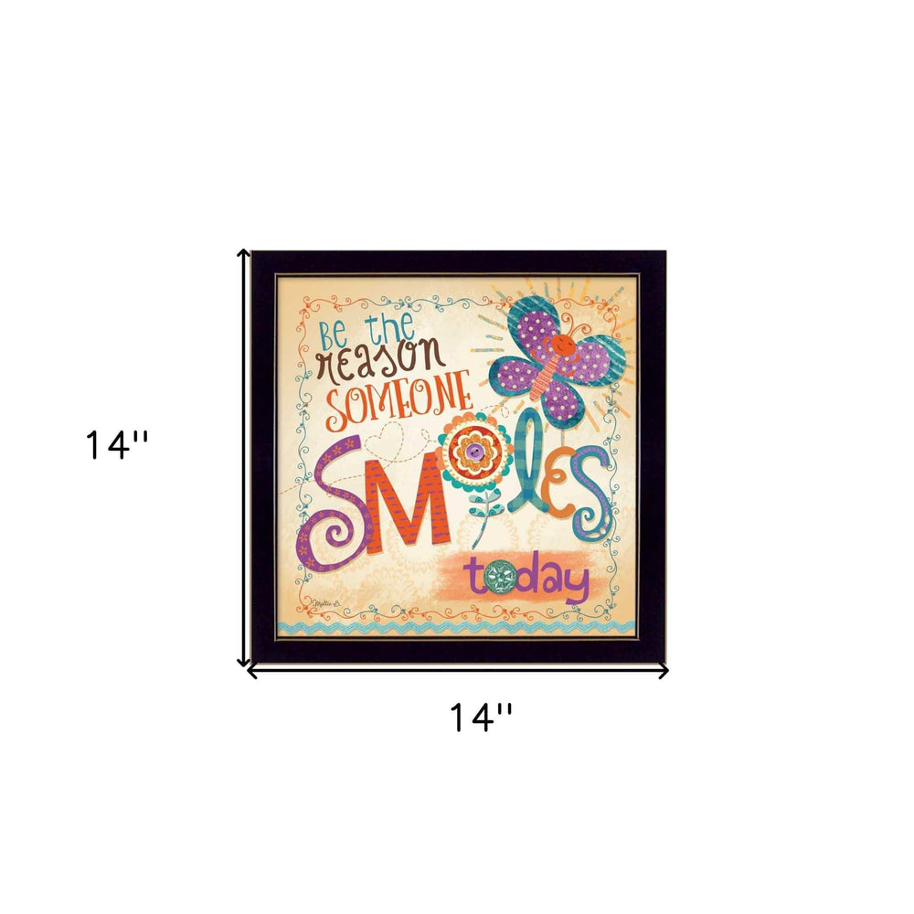 Be the Reason Someone Smiles Black Framed Print Wall Art - Homeroots - Flyclothing LLC