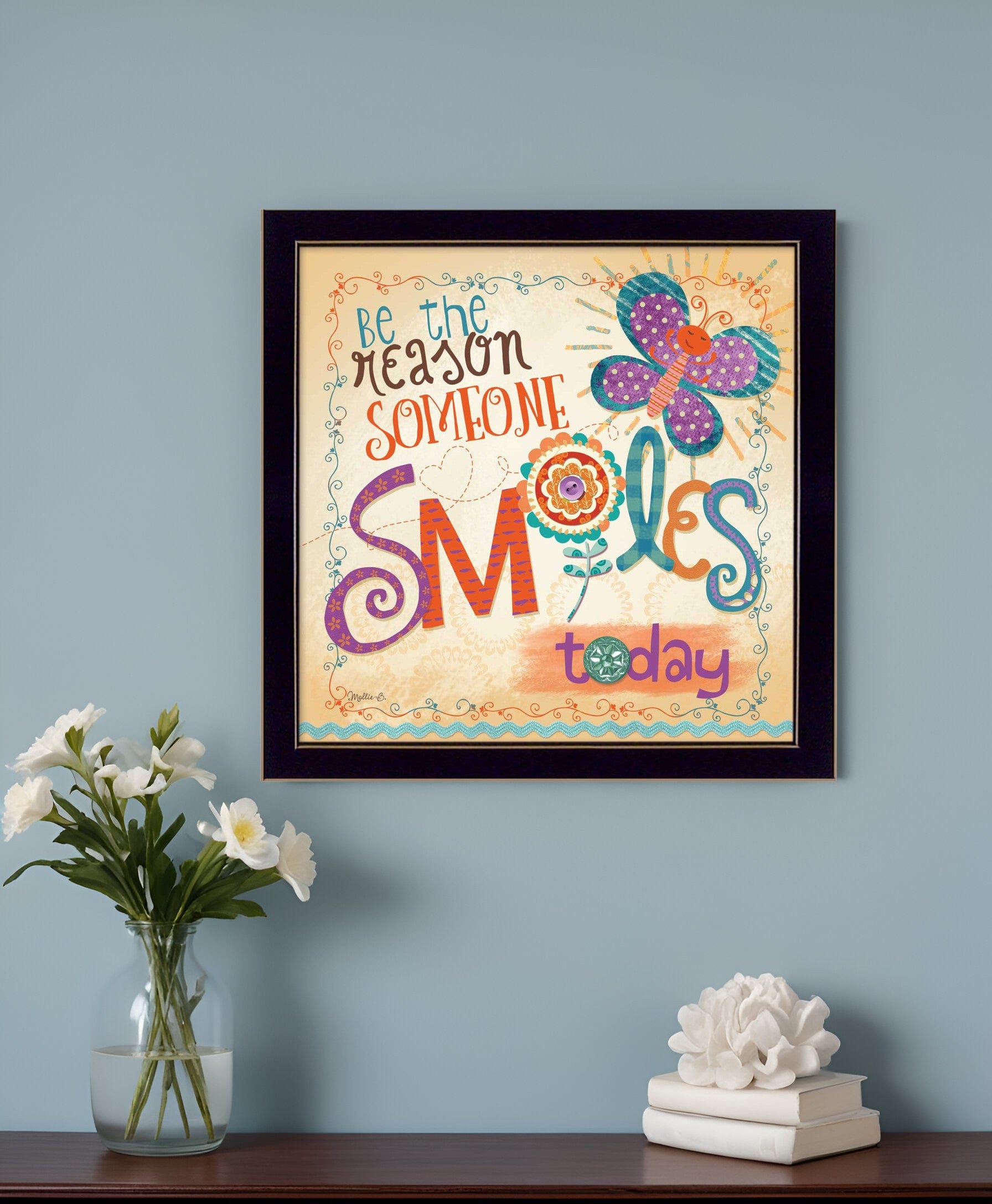 Be the Reason Someone Smiles Black Framed Print Wall Art - Homeroots