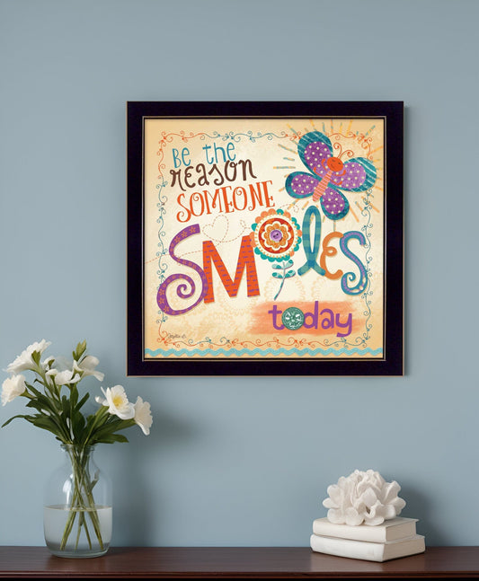Be the Reason Someone Smiles Black Framed Print Wall Art - Homeroots