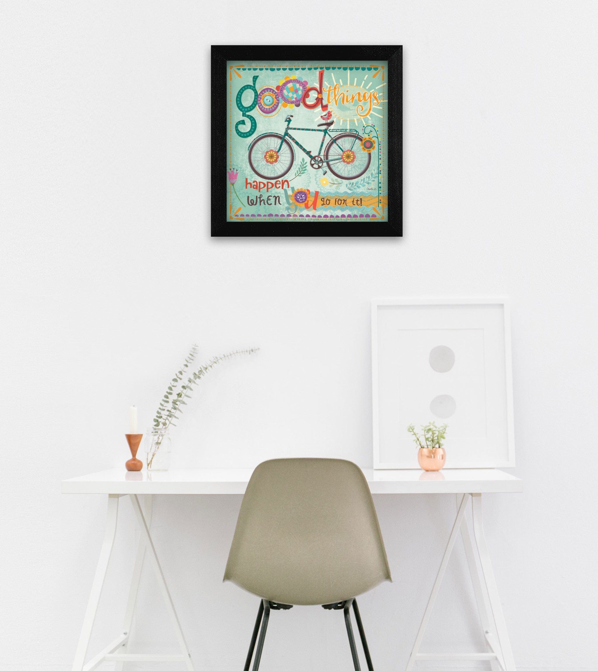 Good Things Happen Black Framed Print Wall Art - Homeroots