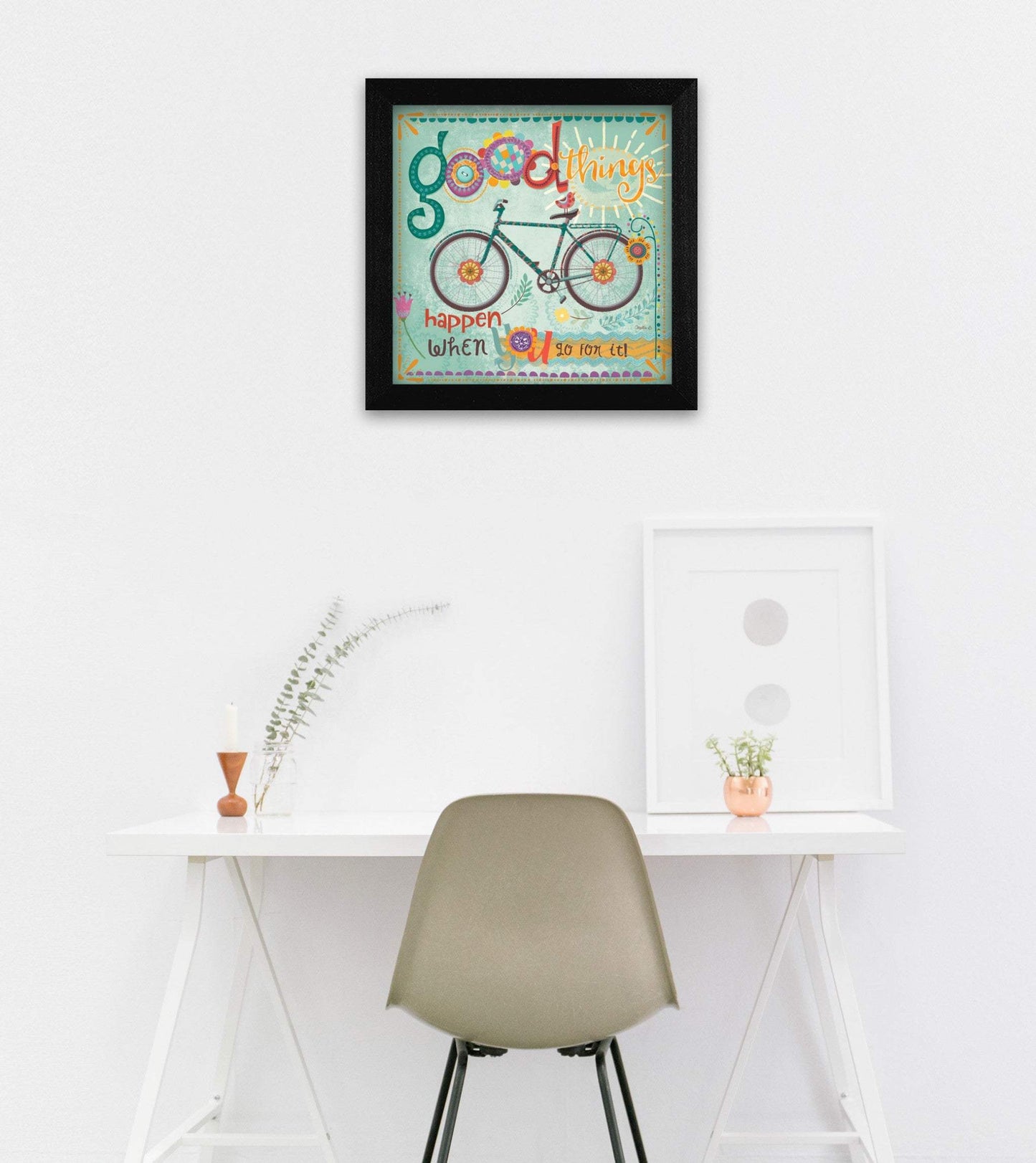 Good Things Happen Black Framed Print Wall Art - Homeroots - Flyclothing LLC