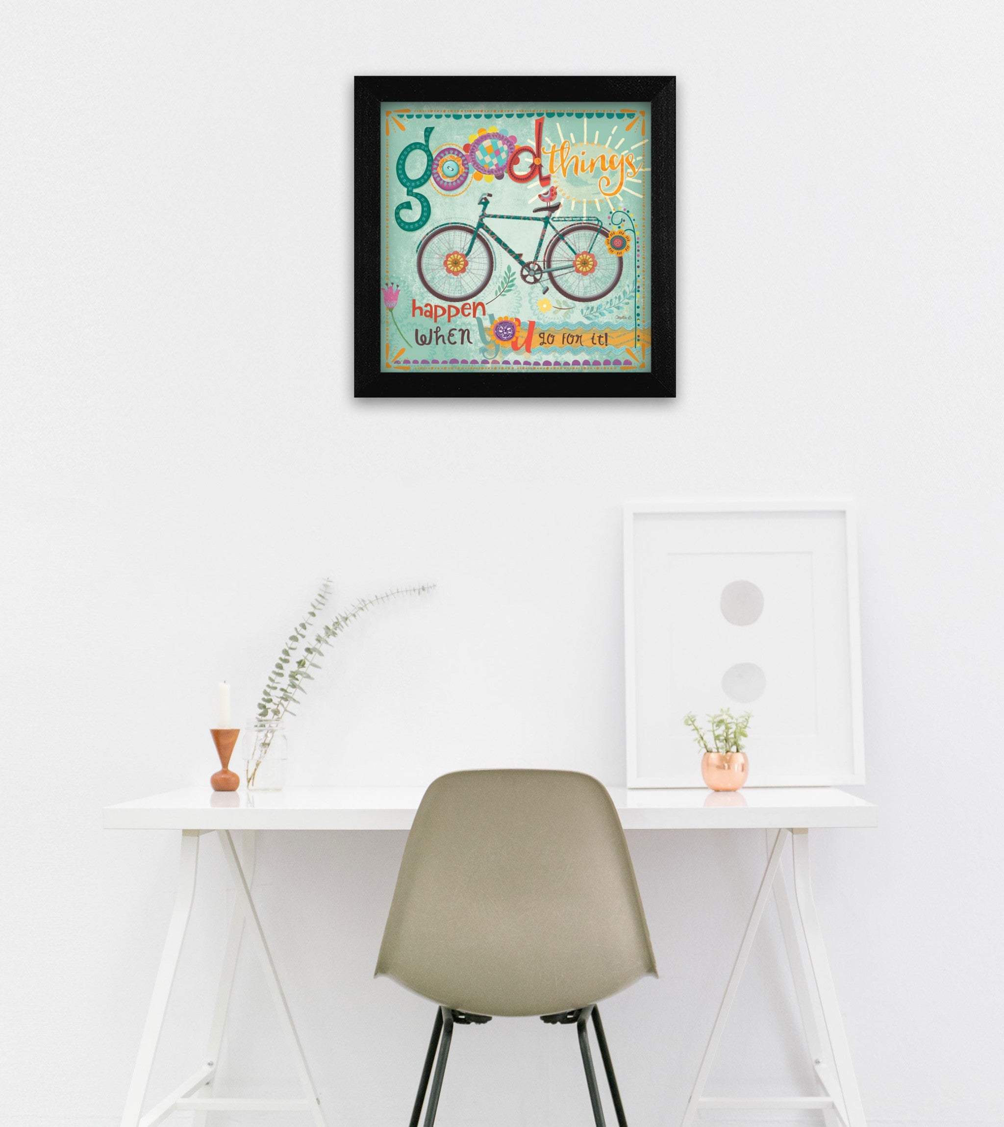 Good Things Happen Black Framed Print Wall Art - Homeroots - Flyclothing LLC