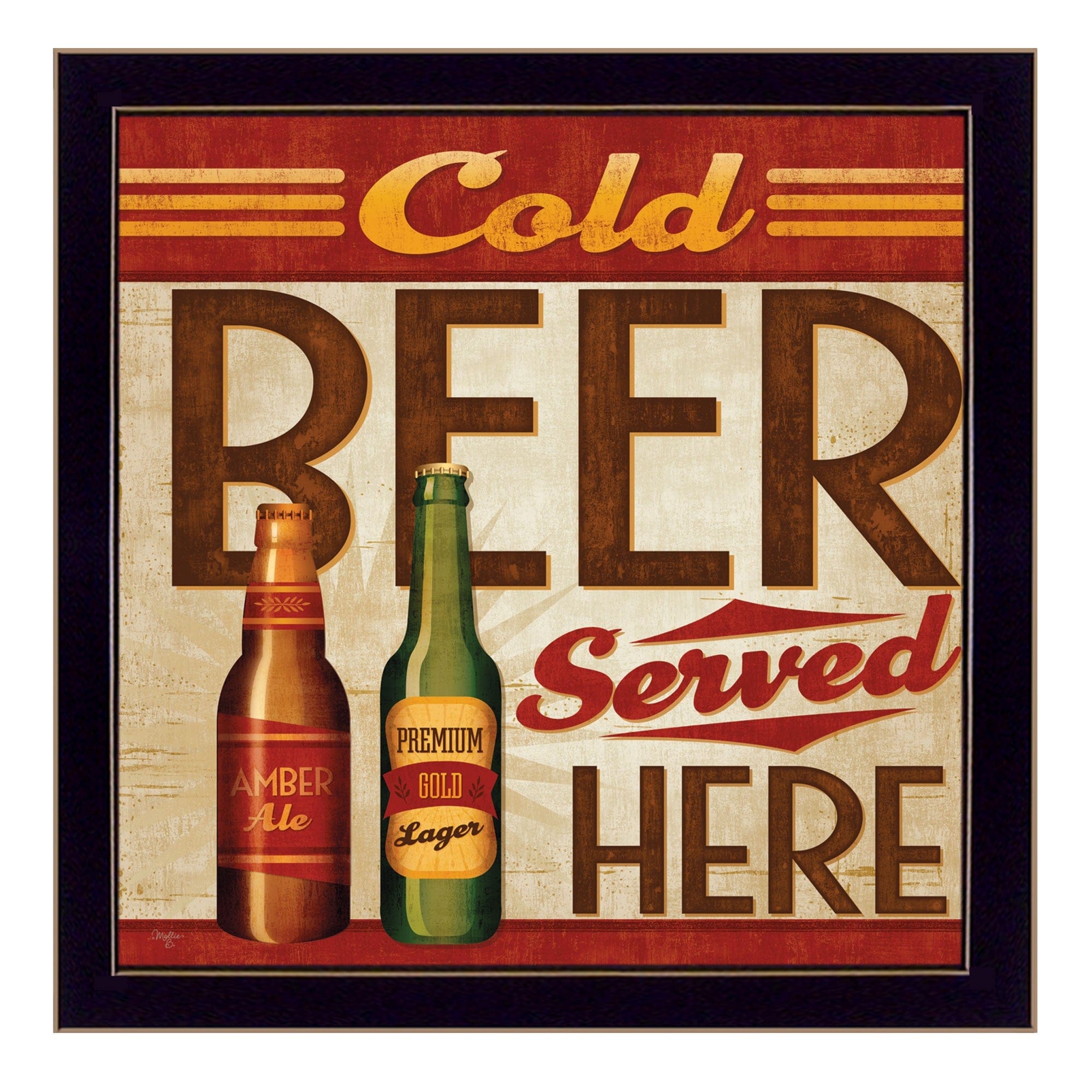 Cold Beer Served Here Black Framed Print Wall Art - Homeroots