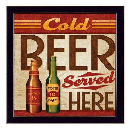 Cold Beer Served Here Black Framed Print Wall Art - Homeroots