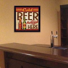 Cold Beer Served Here Black Framed Print Wall Art - Homeroots