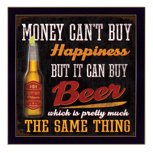 Money Cant Buy Happiness Black Framed Print Wall Art - Homeroots