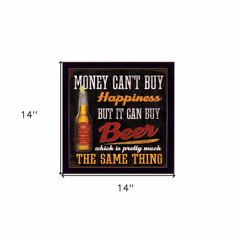 Money Cant Buy Happiness Black Framed Print Wall Art - Homeroots - Flyclothing LLC