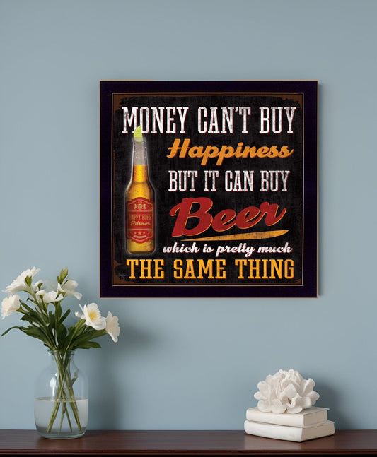 Money Cant Buy Happiness Black Framed Print Wall Art - Homeroots