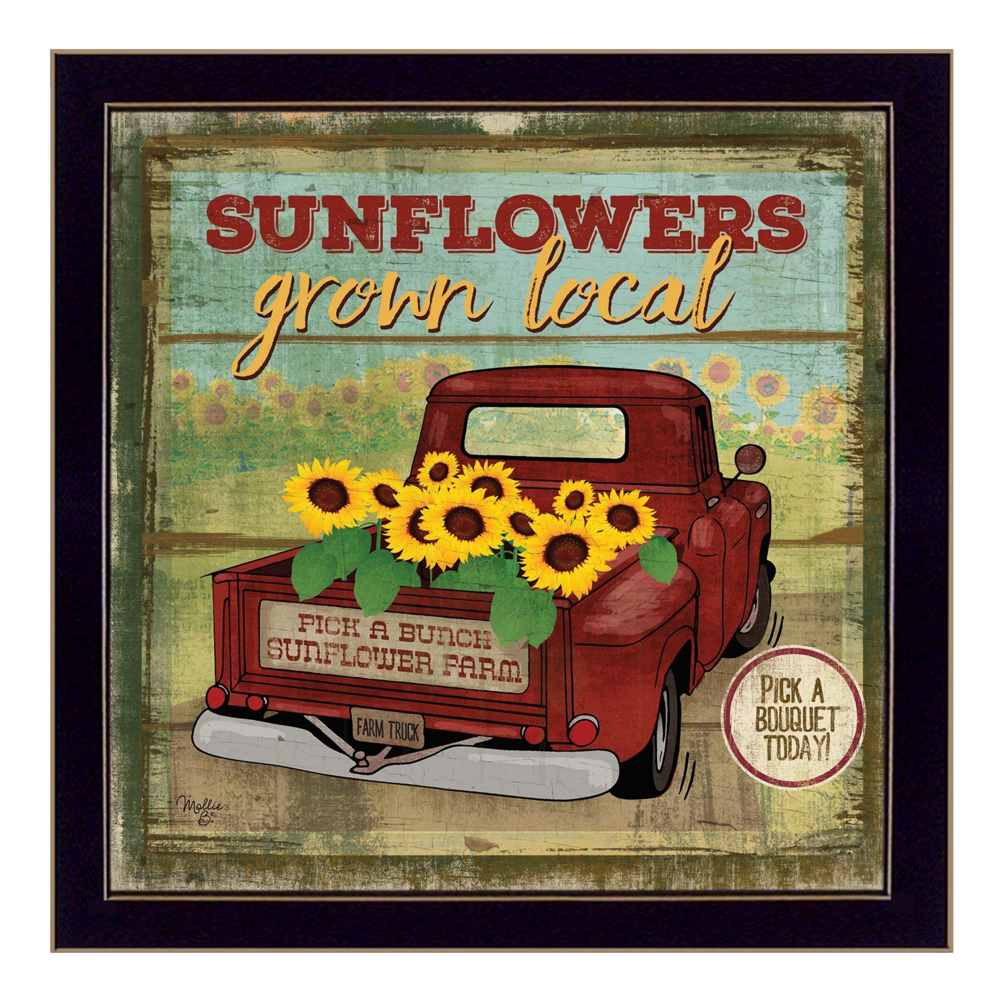 Sunflowers From the Farm 1 Black Framed Print Wall Art - Homeroots - Flyclothing LLC