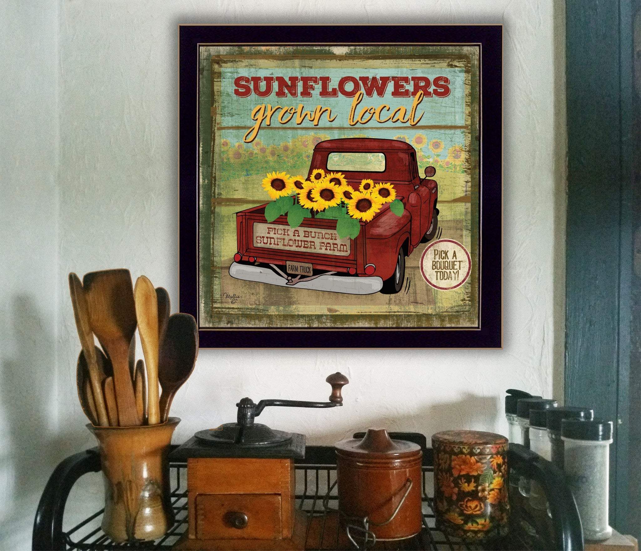 Sunflowers From the Farm 1 Black Framed Print Wall Art - Homeroots - Flyclothing LLC