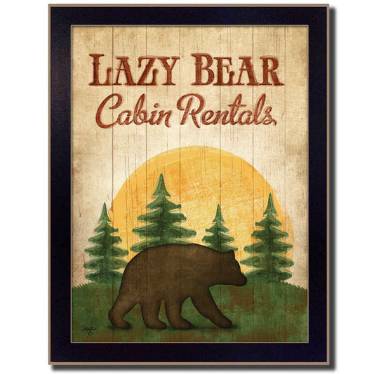 Lazy Bear 2 Black Framed Print Wall Art - Homeroots