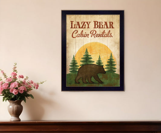 Lazy Bear 2 Black Framed Print Wall Art - Homeroots