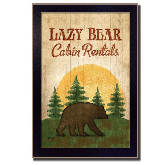 Lazy Bear 1 Black Framed Print Wall Art - Homeroots