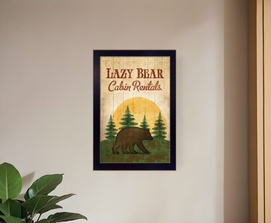 Lazy Bear 1 Black Framed Print Wall Art - Homeroots