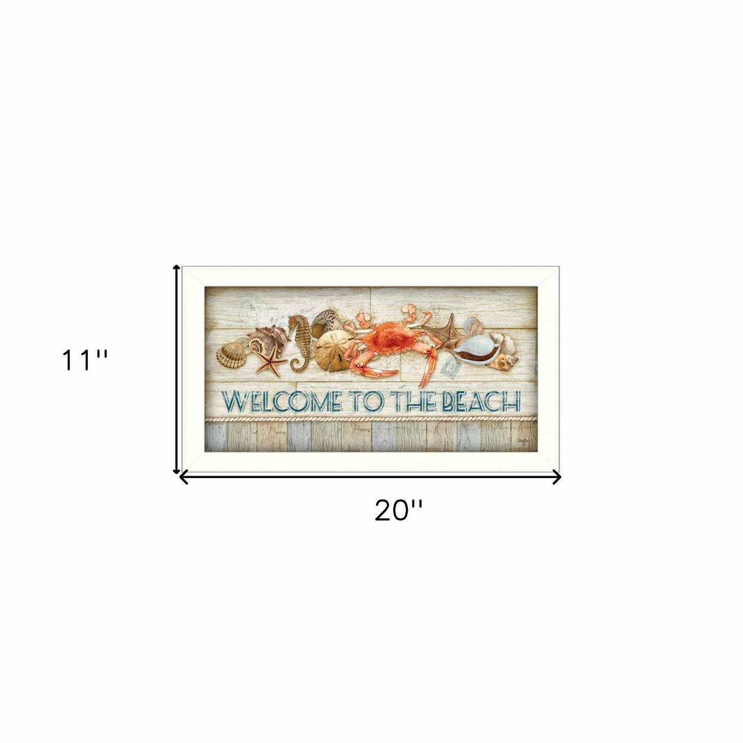 Welcome to the Beach White Framed Print Wall Art - Homeroots - Flyclothing LLC