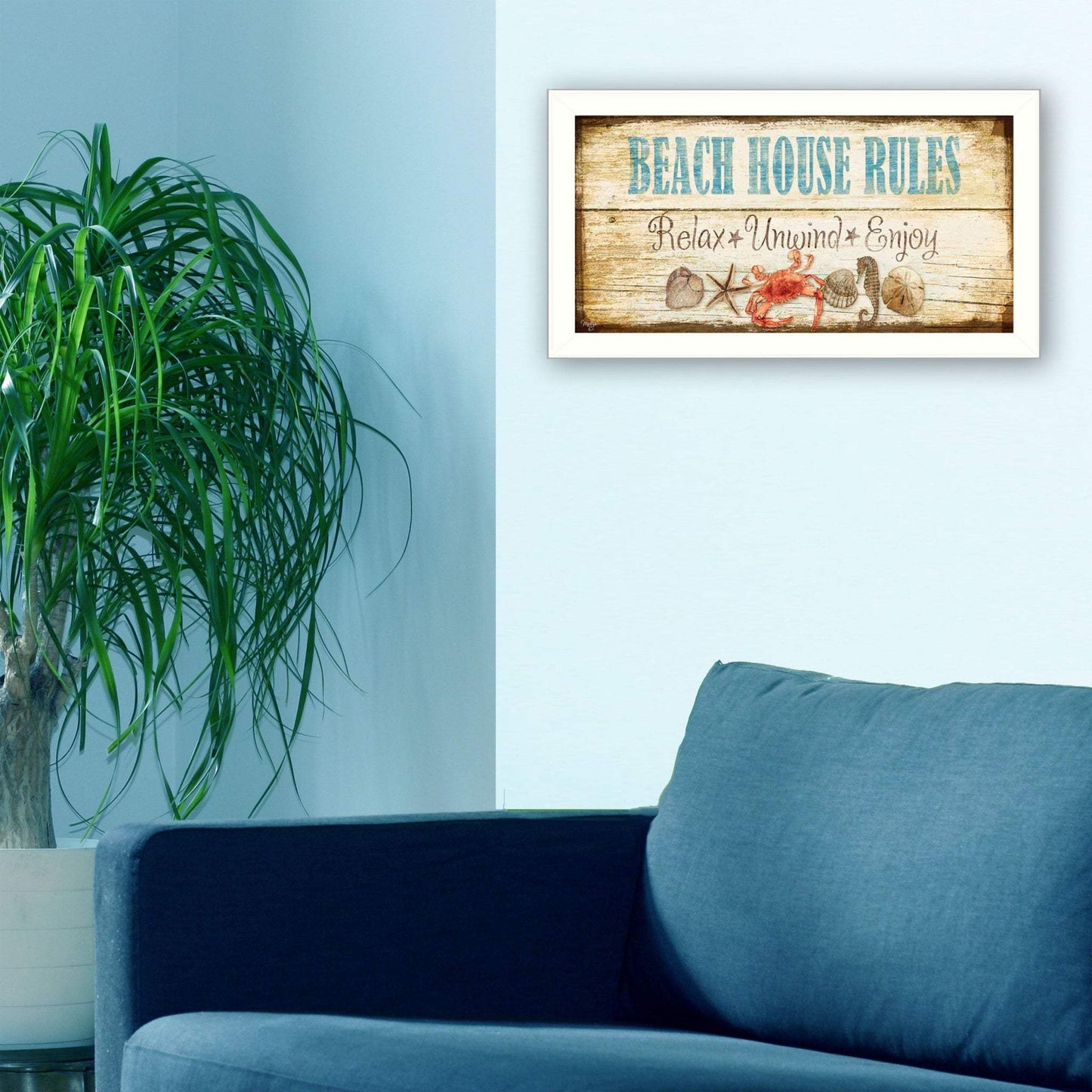 Beach House Rules White Framed Print Wall Art - Homeroots - Flyclothing LLC