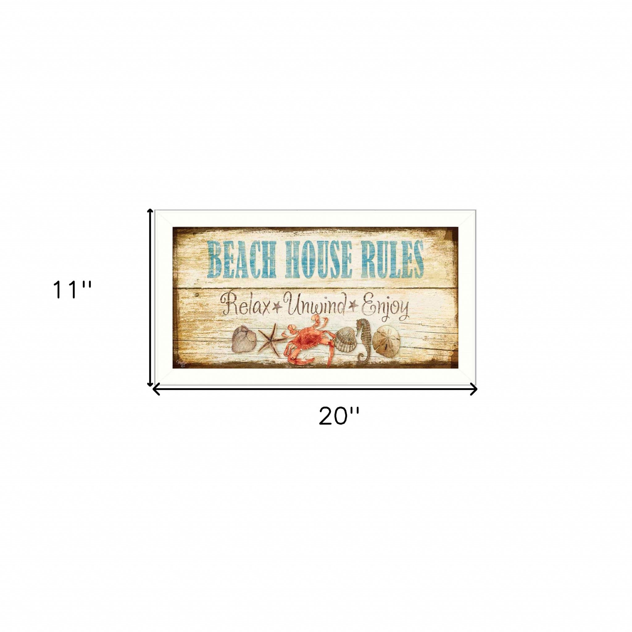 Beach House Rules White Framed Print Wall Art - Homeroots
