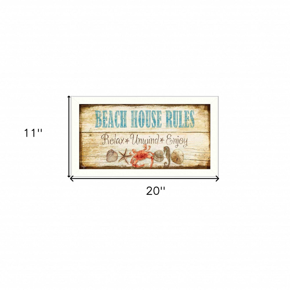 Beach House Rules White Framed Print Wall Art - Homeroots - Flyclothing LLC