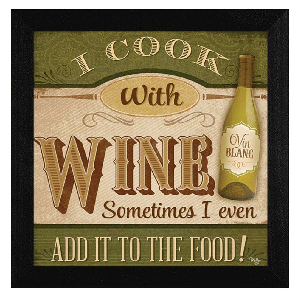 I Cook with Wine Black Framed Print Kitchen Wall Art - Homeroots - Flyclothing LLC