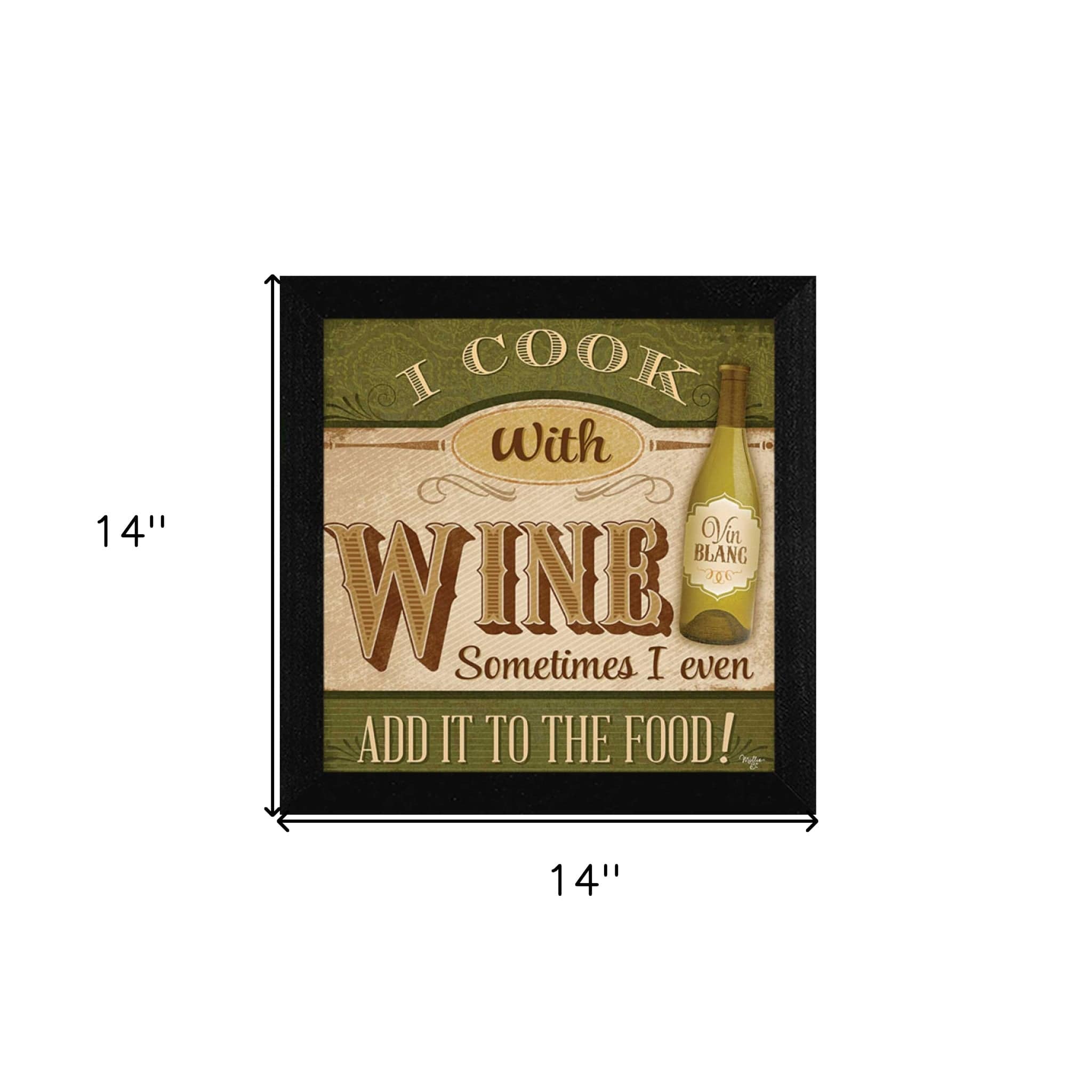 I Cook with Wine Black Framed Print Kitchen Wall Art - Homeroots