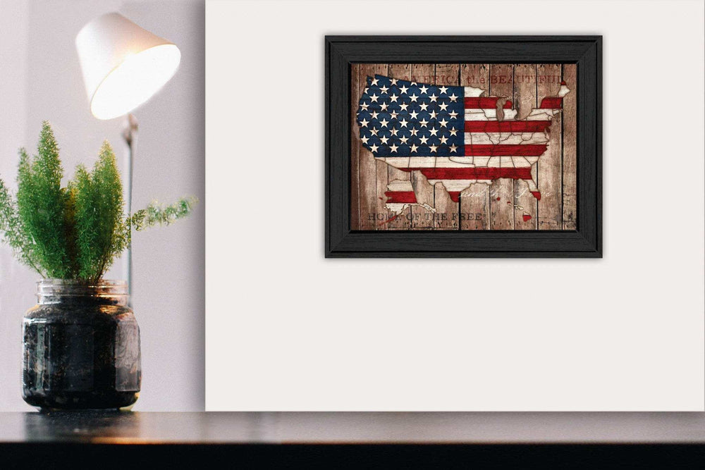 America The Beautiful Black Framed Print Wall Art - Homeroots - Flyclothing LLC