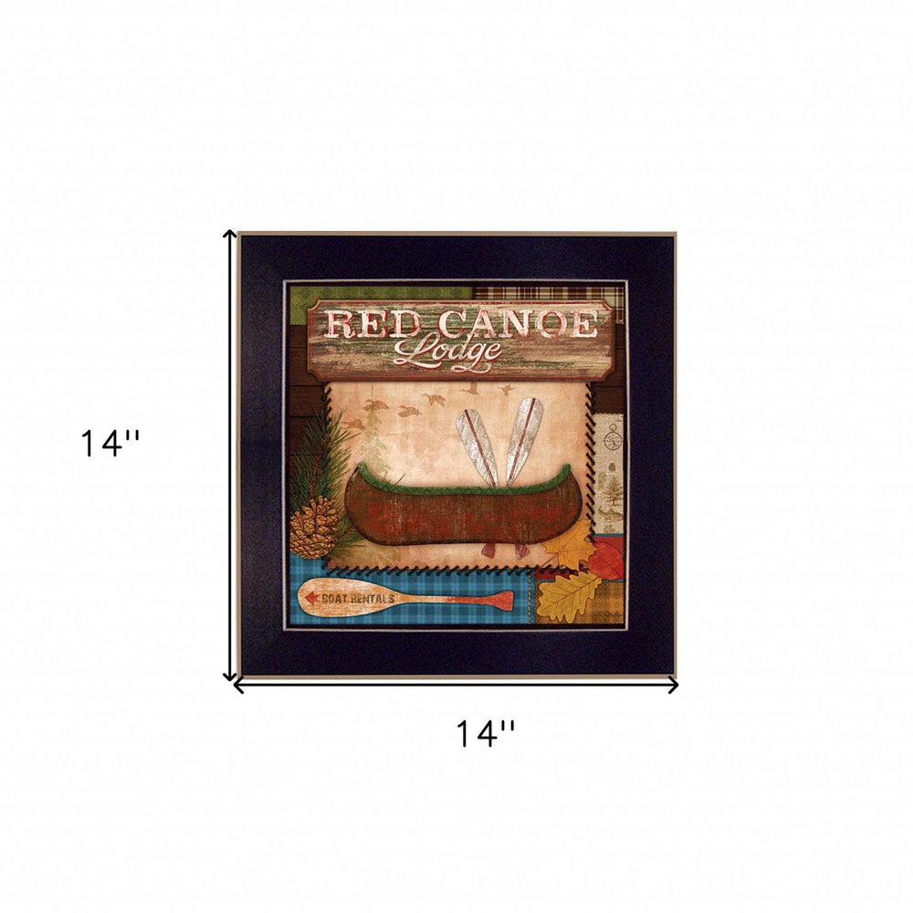 Red Canoe Lodge 1 Black Framed Print Wall Art - Homeroots - Flyclothing LLC