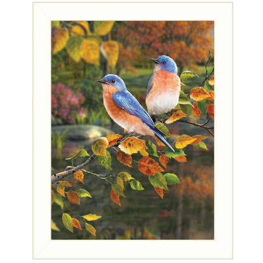 Bluebirds 2 White Framed Print Wall Art - Homeroots