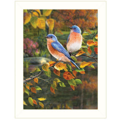Bluebirds 2 White Framed Print Wall Art - Homeroots