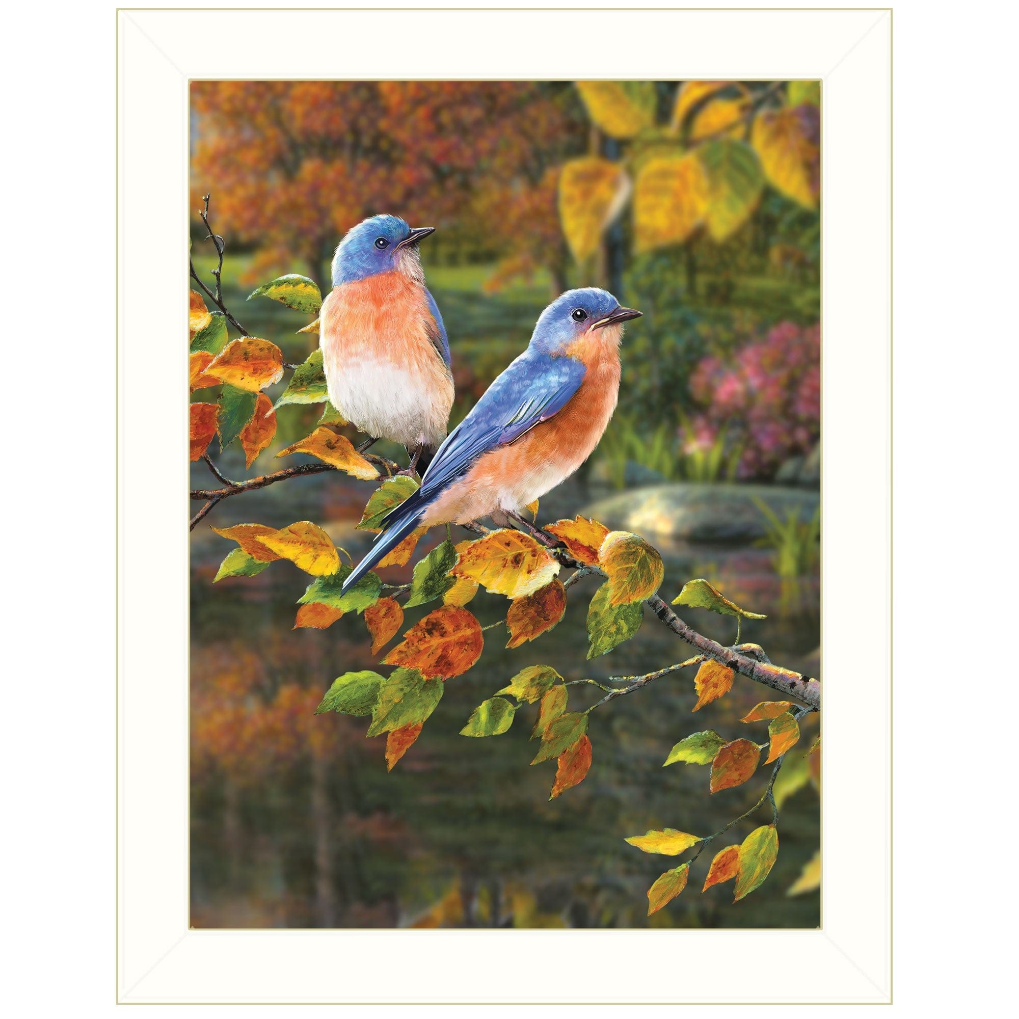 Bluebirds 2 White Framed Print Wall Art - Homeroots