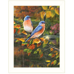Bluebirds 2 White Framed Print Wall Art - Homeroots