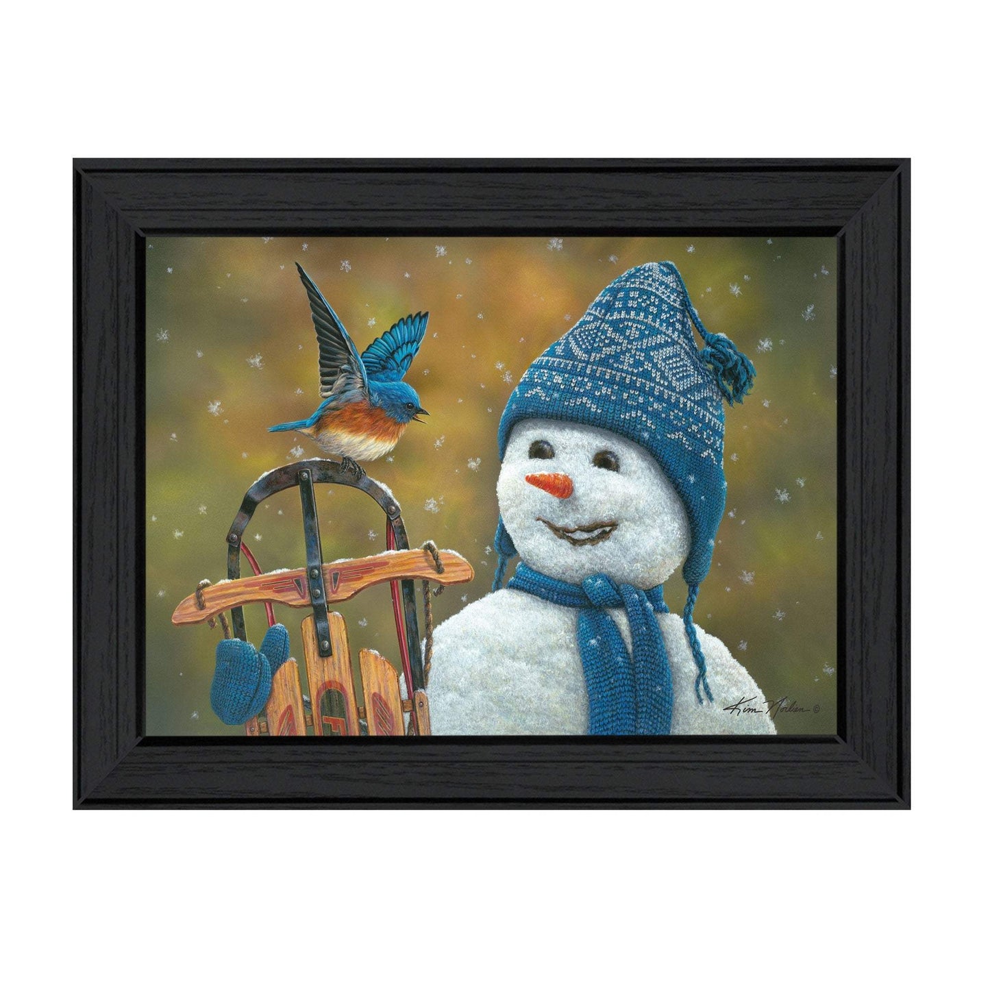 Snow Brother Snowman Black Framed Print Wall Art - Homeroots - Flyclothing LLC